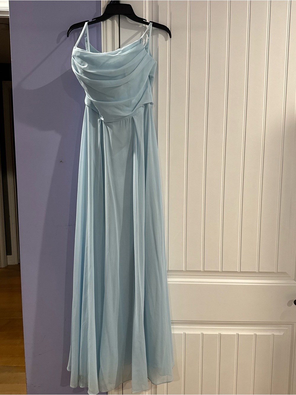 Light Blue Chiffon Spaghetti-Strap Formal Dress